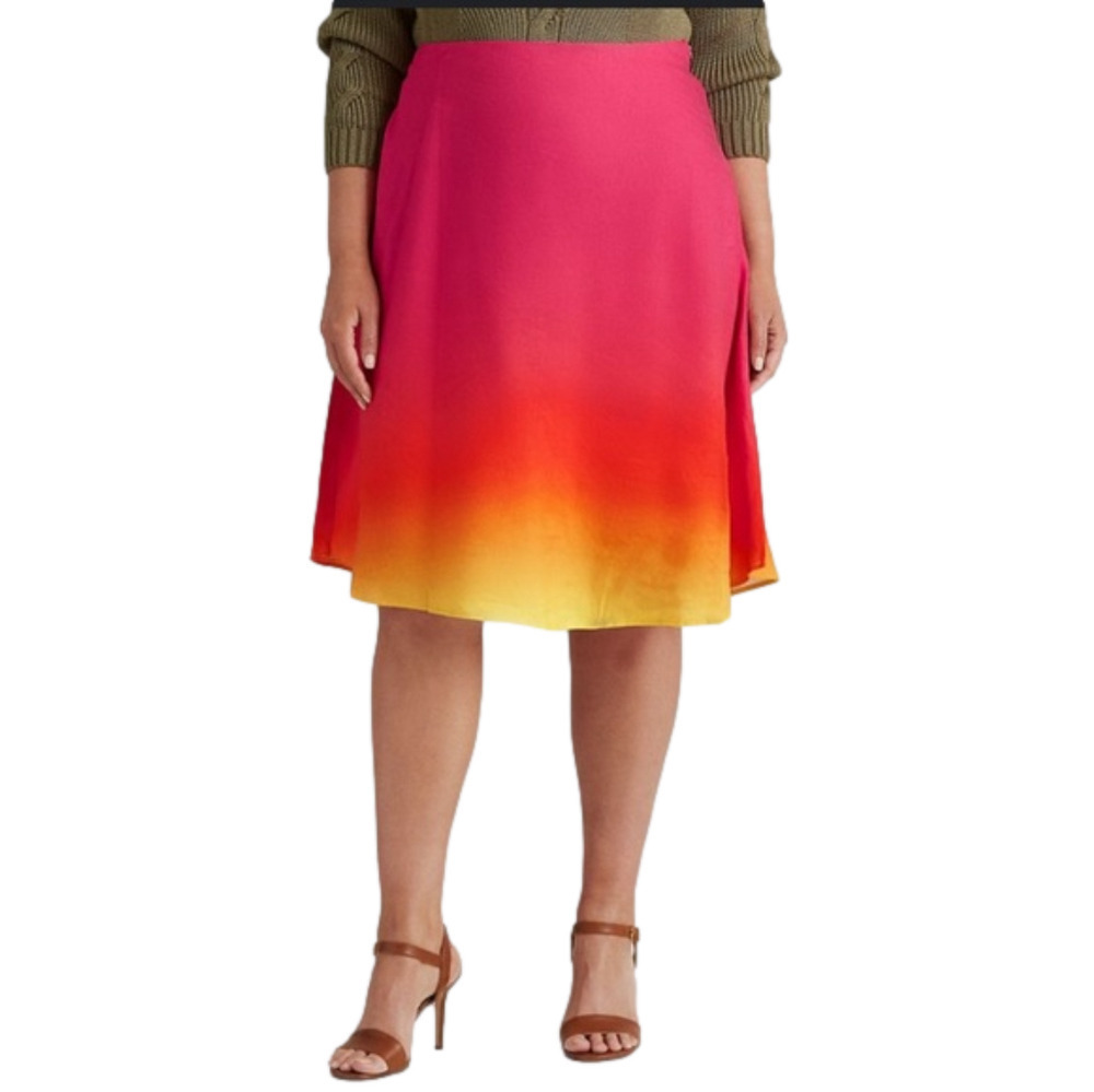 LAUREN RALPH LAUREN Ombré Linen-Blend Midi Skirt